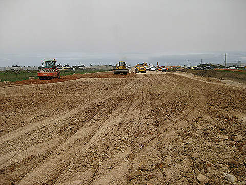 Construction of the Lathams road in progress for the Peninsula Link Project.