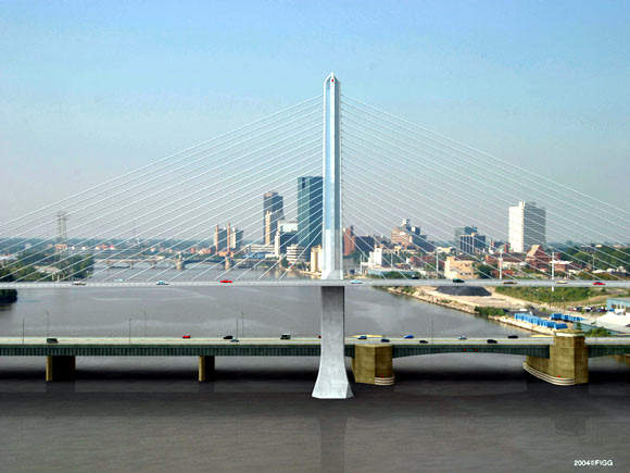 The 8,800ft-long I-280 Maumee River Crossing is a new cable-stayed bridge connecting north Toledo and east Toledo at Maumee Bay and will replace the existing I-280 Craig Memorial Bridge.