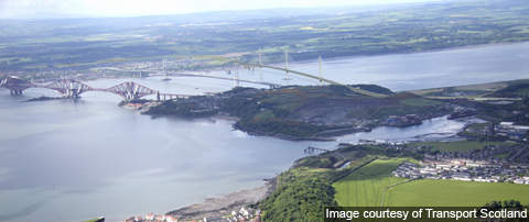 Artist's rendering of the Forth Replacement Crossing as seen from the north-east.