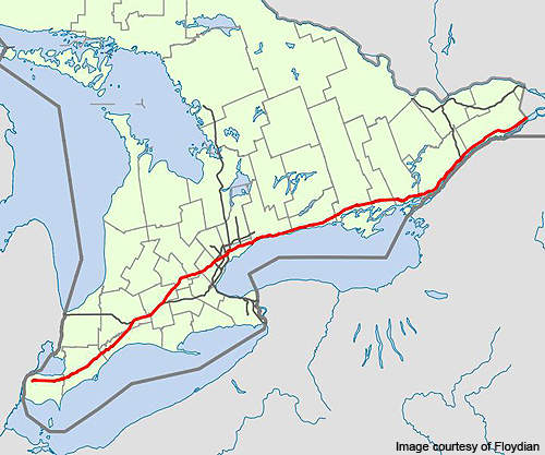 The route map of Highway 401.