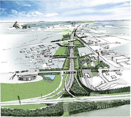 The State Highway 20 extension project in Manukau is a new motorway extension designed to bypass the city between Manukau and the North Shore in New Zealand.