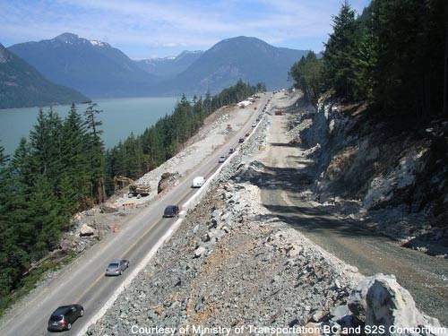 The Sea-to-Sky Highway Improvement project is due to be ready in time for the 2010 Winter Olympics.