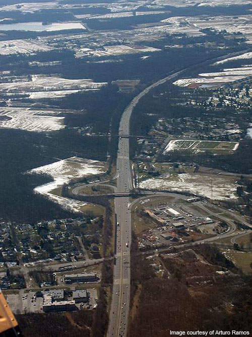 Aerial view of the New Jersey Turnpike.