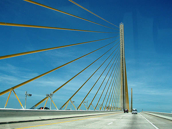 The bridge consists of one main 1,200ft-long span supported by 42 continuous stay cables. Image courtesy of Joe King.
