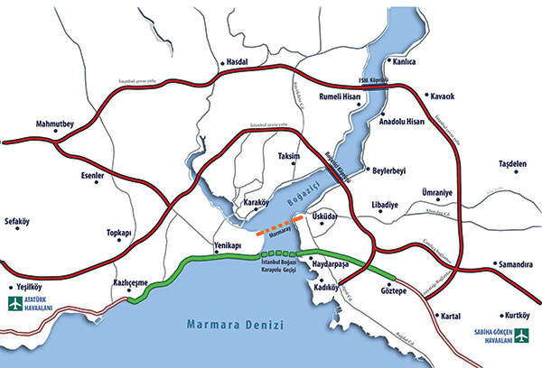 The 14.6km-long link was built across the Istanbul Strait in Turkey.