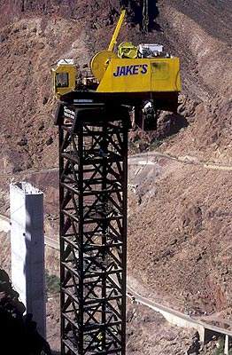 In September 2006 construction on the Hoover Dam Bypass project was delayed, as the temporary highline crane system collapsed during a storm.