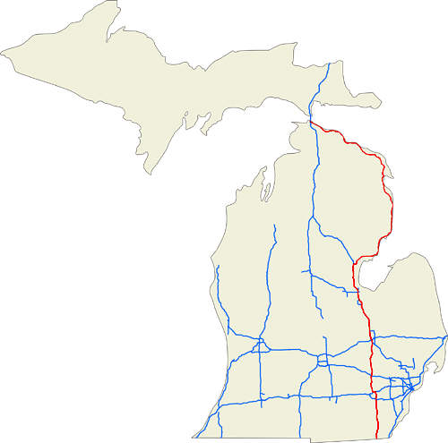 The US-23 highway running from north to south past the eastern edge of Ann Arbor is heavily congested during peak hours.