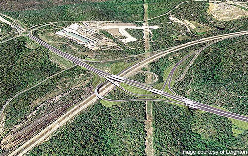 Aerial view of the Hunter Expressway.
