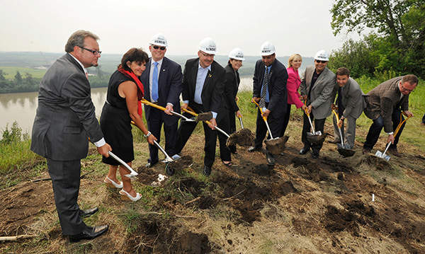 The sod-turning ceremony on the final segment of Anthony Henday Drive was held in July 2012. Credit: Government of Alberta.