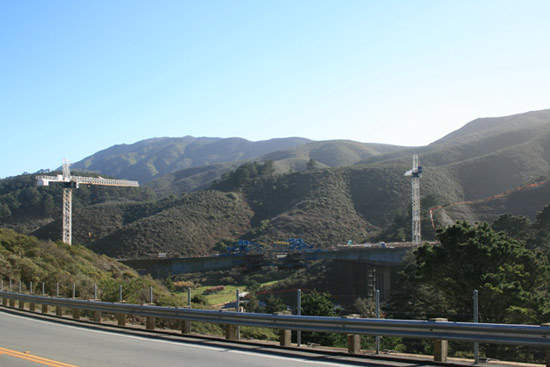 The twin bridges at the north end of the Devil's Slide project were completed by September 2008.