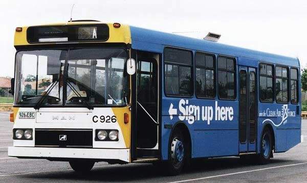 A Volgren bodied CNG-powered MAN SL202 used in Brisbane's bus network.