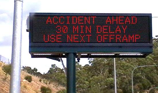 A VMS (Variable Message Sign) controlled by traffic operations at Transport SA, Norwood.